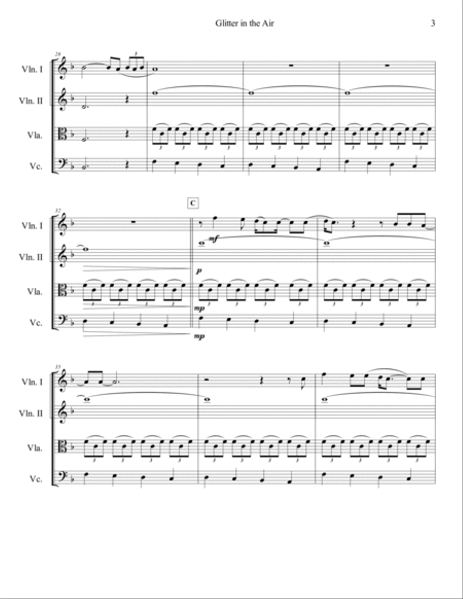 Glitter In The Air String Quartet scores gallery preview page 4