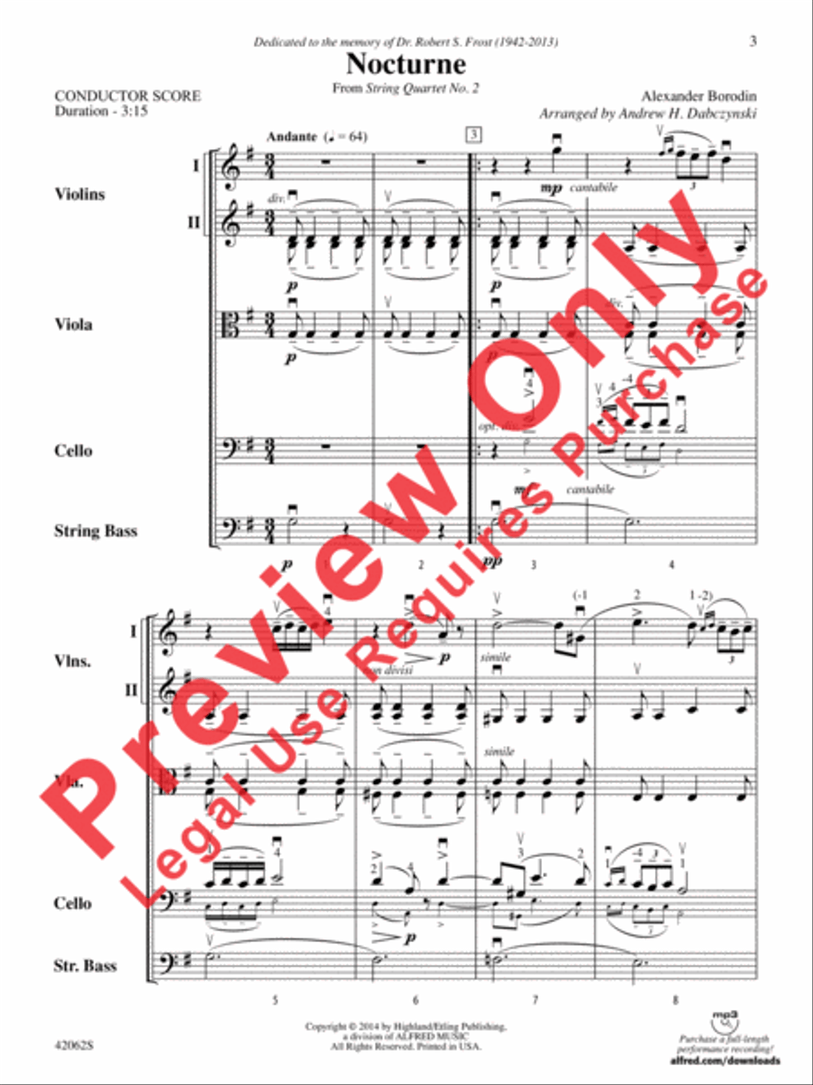 Nocturne (from String Quartet No. 2) String Quartet scores gallery preview page 4