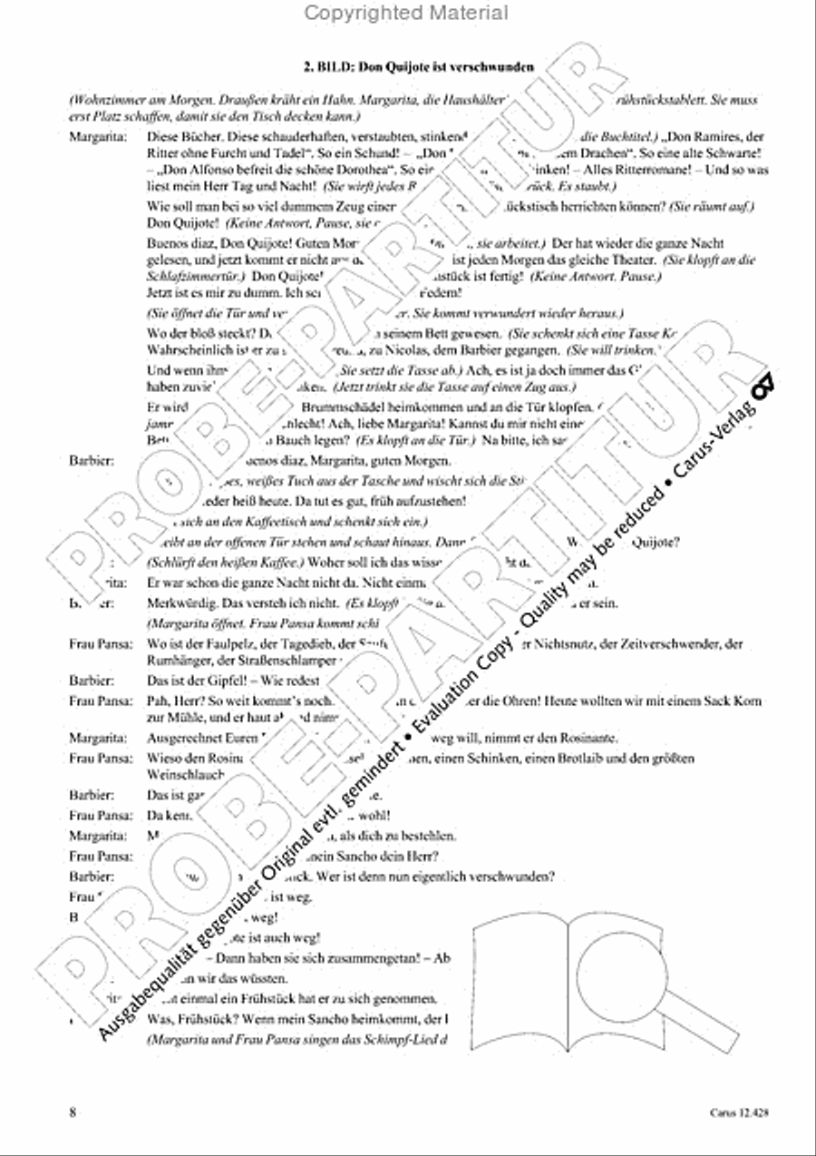 Die seltsamen Abenteuer von Don Quijote und Sancho Pansa Unison Choir scores gallery preview page 10