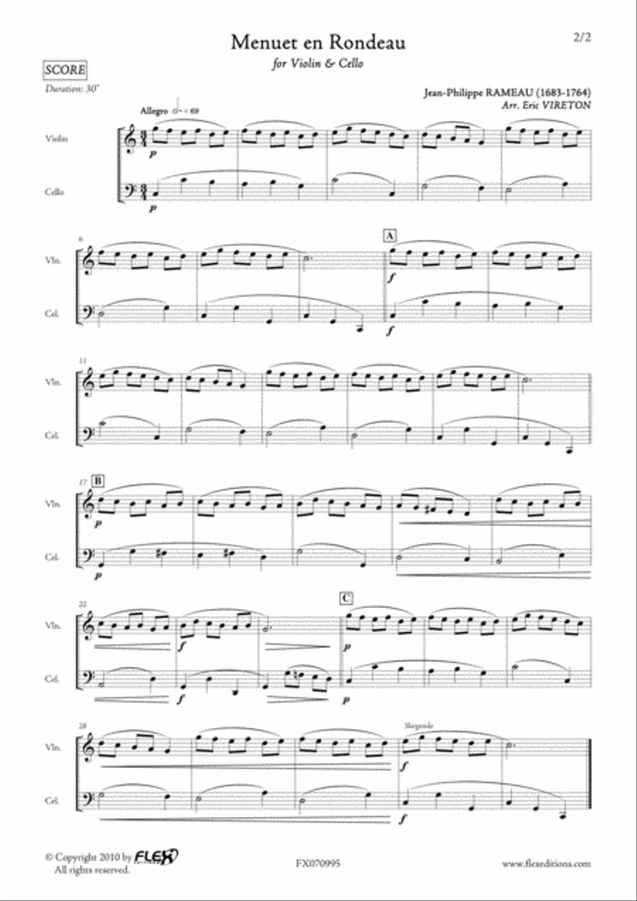 Menuet en Rondeau Cello scores gallery preview page 2
