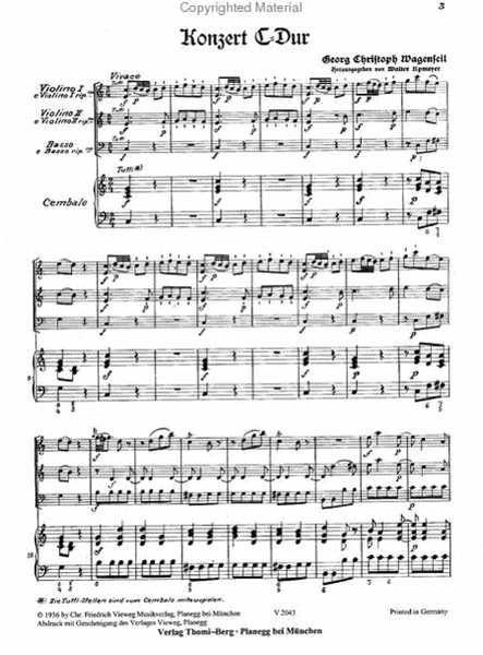Konzert fur Cembalo (Klavier) und Streicher