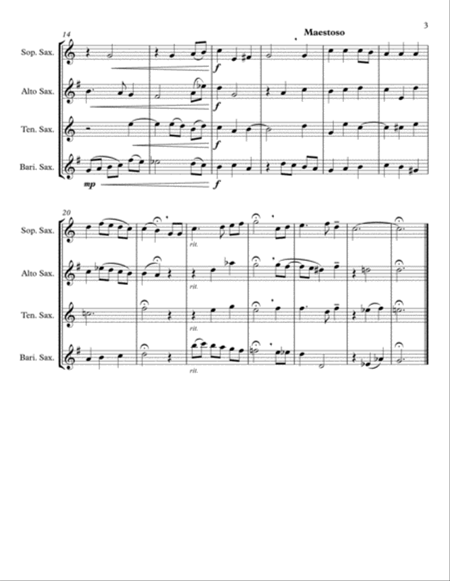 The Star-Spangled Banner for Saxophone Quartet Saxophone Quartet scores gallery preview page 3