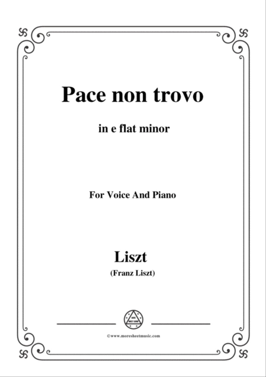 Liszt-Pace non trovo in e flat minor,for Voice and Piano Voice Solo scores gallery preview page 1