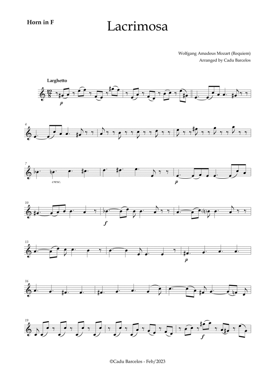 Lacrimosa - Horn no chords (Mozart) image number null