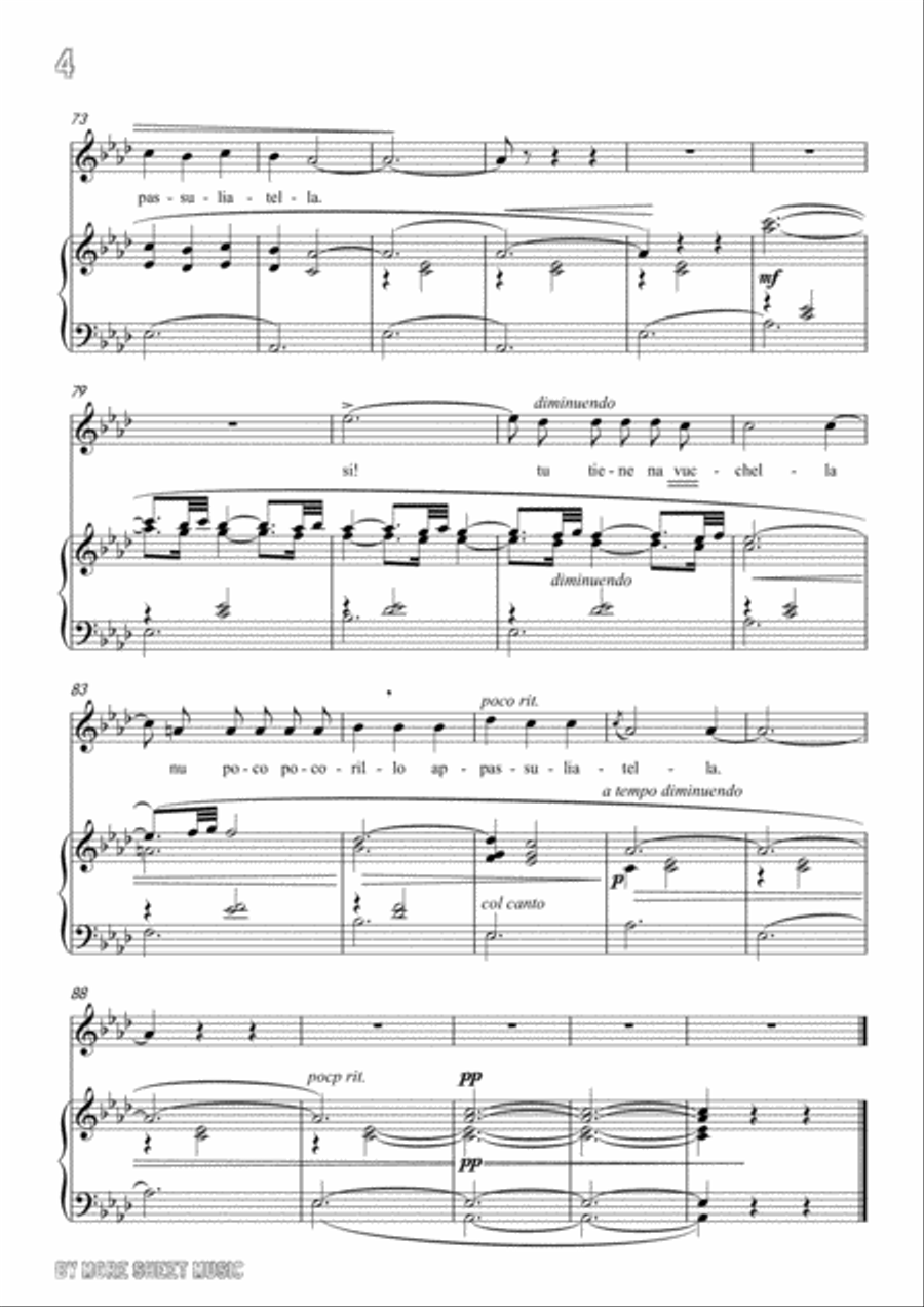 Tosti-'A Vucchella in A flat Major,for Voice and Piano Voice Solo scores gallery preview page 6