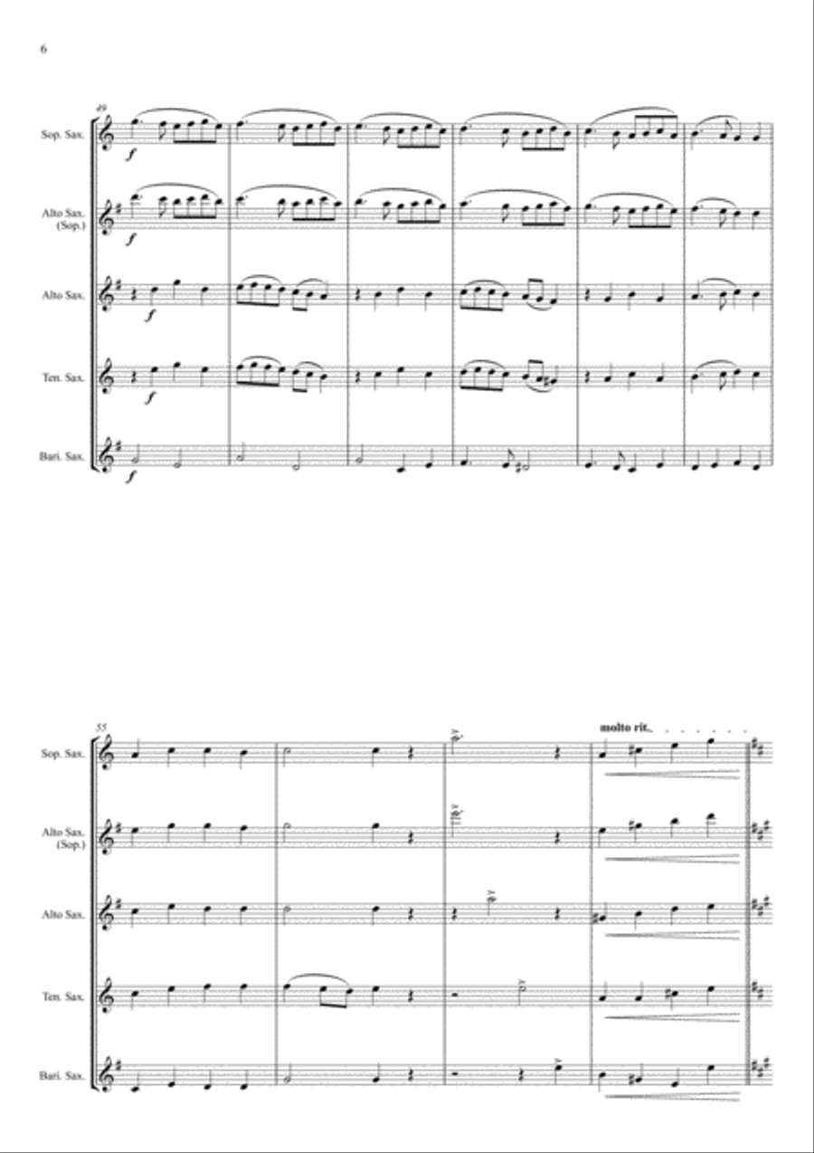 Ding Dong Merrily on High - for Saxophone Quartet Saxophone Quartet scores gallery preview page 6