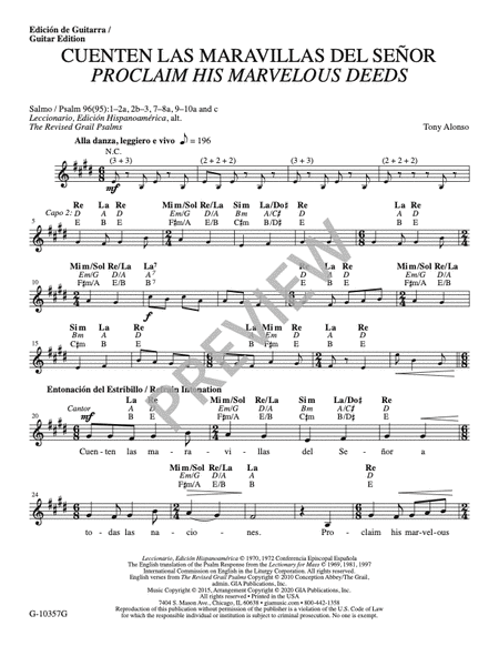 Cuenten las Maravillas del Señor / Proclaim His Marvelous Deeds - Guitar edition