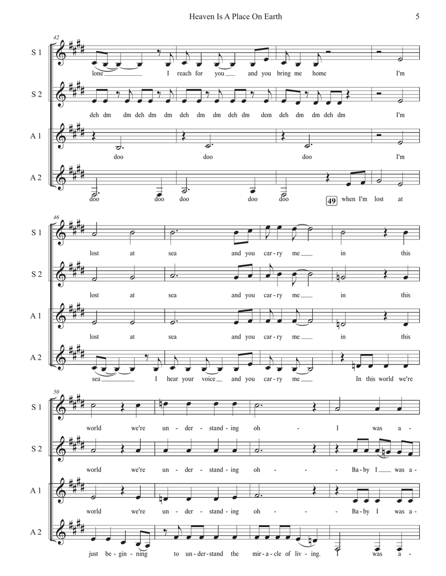 Heaven Is A Place On Earth SSA scores gallery preview page 5