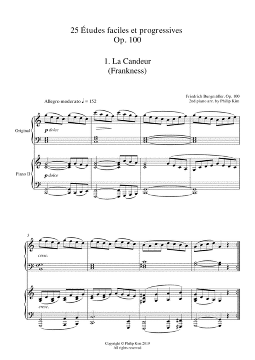 1. La Candeur (Frankness) 25 Progressive Studies Opus 100 for 2 pianos Friedrich Burgmüller