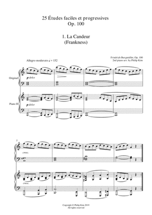 Book cover for 1. La Candeur (Frankness) 25 Progressive Studies Opus 100 for 2 pianos Friedrich Burgmüller