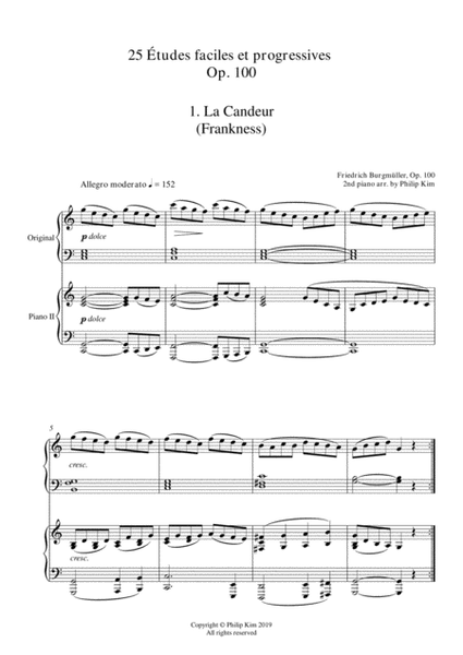 1. La Candeur (Frankness) 25 Progressive Studies Opus 100 for 2 pianos Friedrich Burgmüller