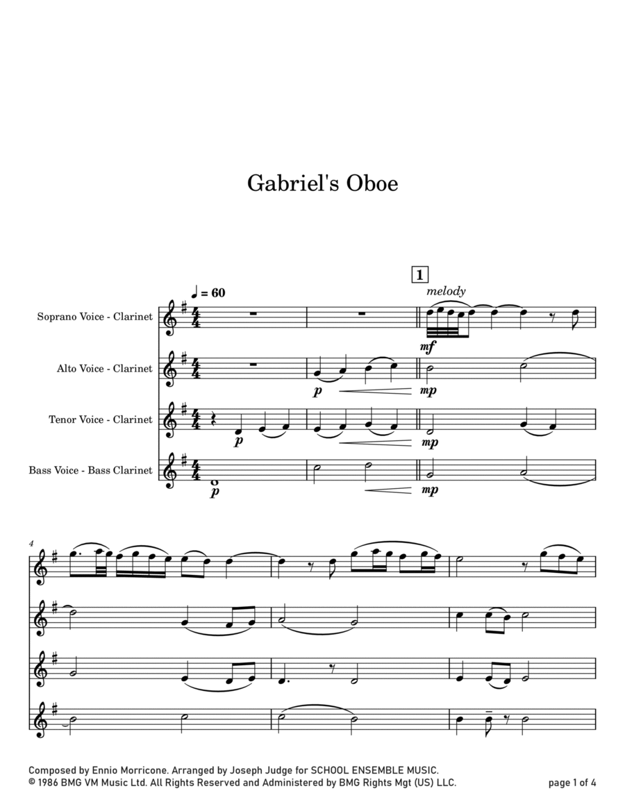 Gabriel's Oboe Woodwind Ensemble scores gallery preview page 1