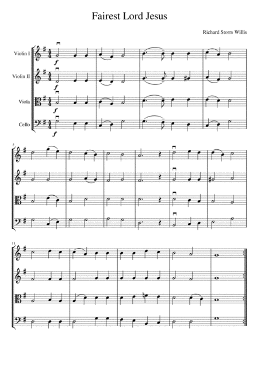 Fairest Lord Jesus String Quartet scores gallery preview page 2