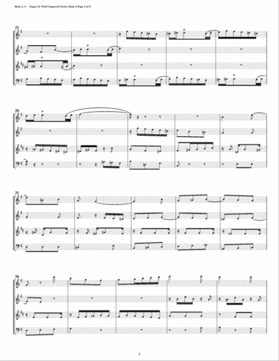 Fugue 24 from Well-Tempered Clavier, Book 2 (Conical Brass Quartet) Brass Quartet scores gallery preview page 2
