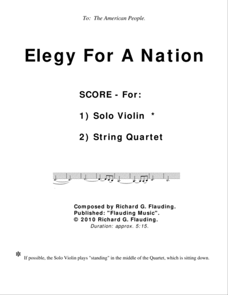 Elegy For A Nation (Solo Violin & String Quartet) String Quartet scores gallery preview page 1