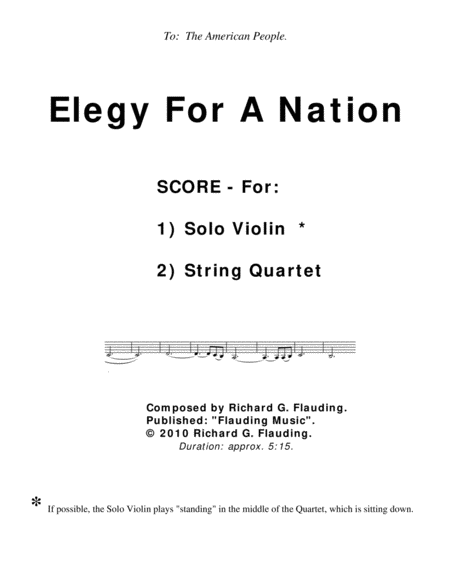 Elegy For A Nation (Solo Violin & String Quartet) image number null