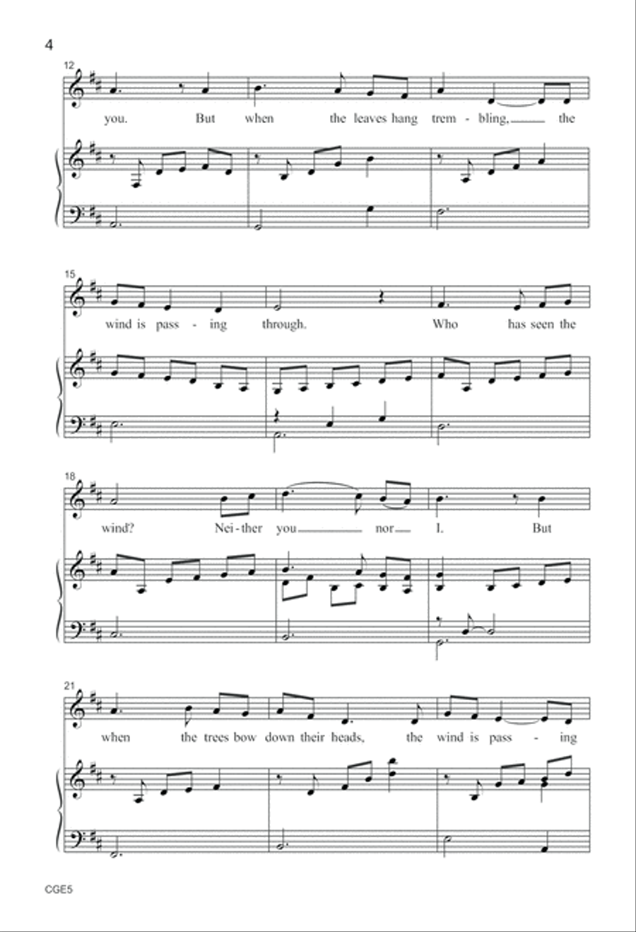 Who Has Seen the Wind? (Two-Part with Opt. Flute) Choir scores gallery preview page 4