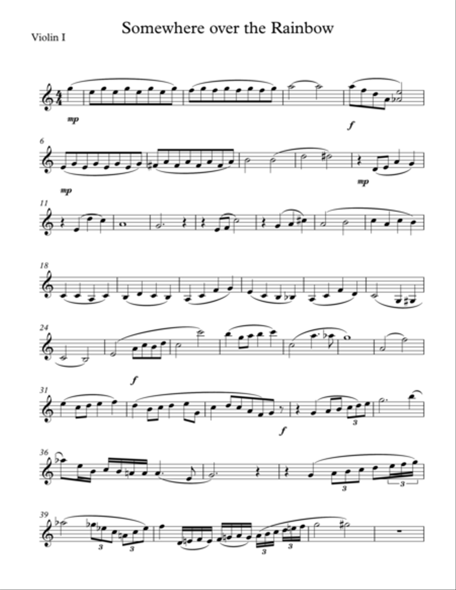 Over The Rainbow (from The Wizard Of Oz) String Quartet scores gallery preview page 6