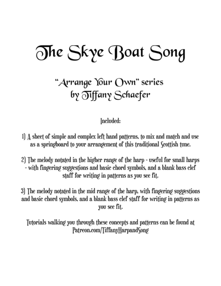The Skye Boat Song - Arrange Your Own Series #1 - for Small and Floor Harp image number null