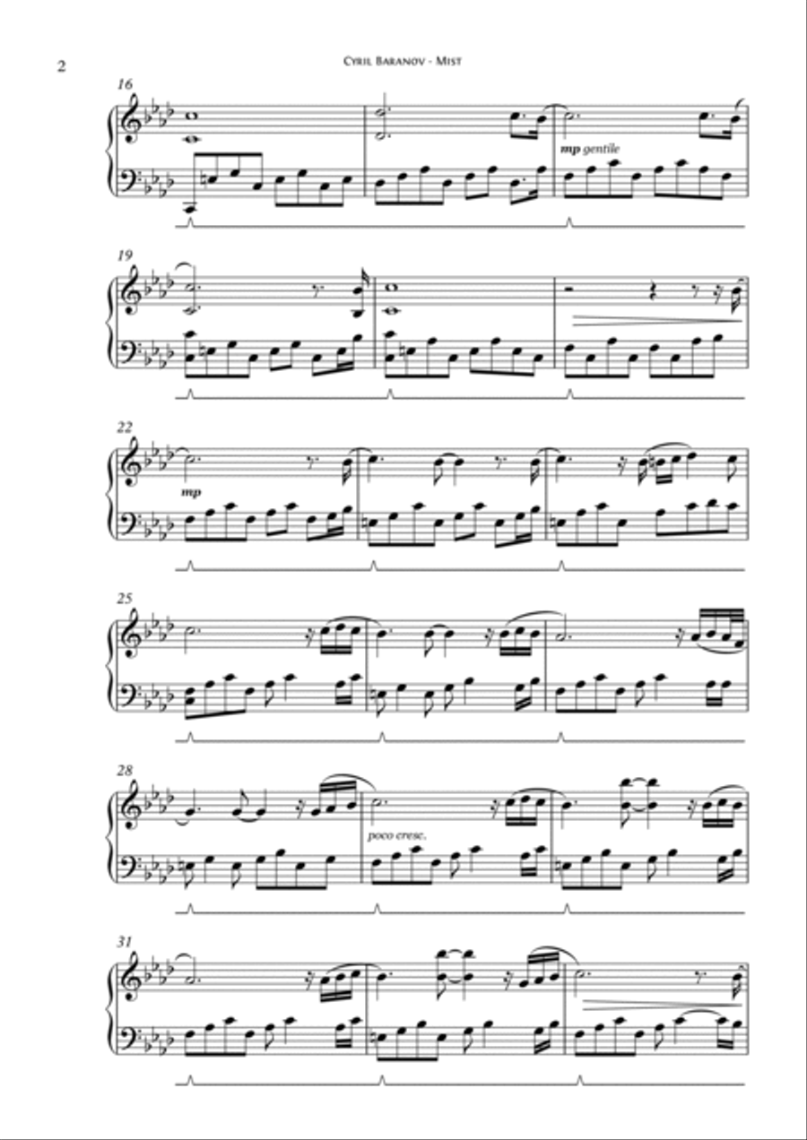 Mist Piano Solo scores gallery preview page 2