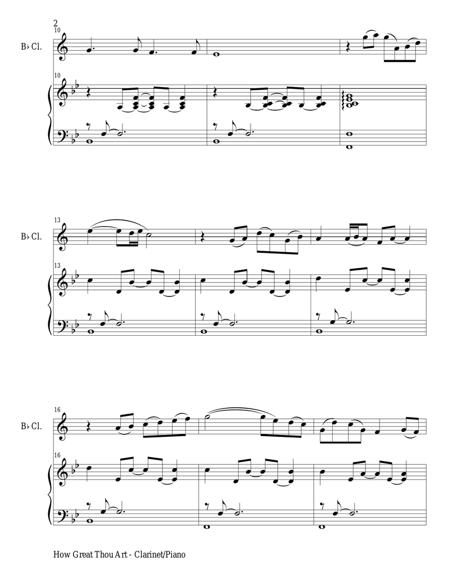 HOW GREAT THOU ART (For Bb Clarinet and Piano with Score\Part) B-Flat Clarinet scores gallery preview page 3