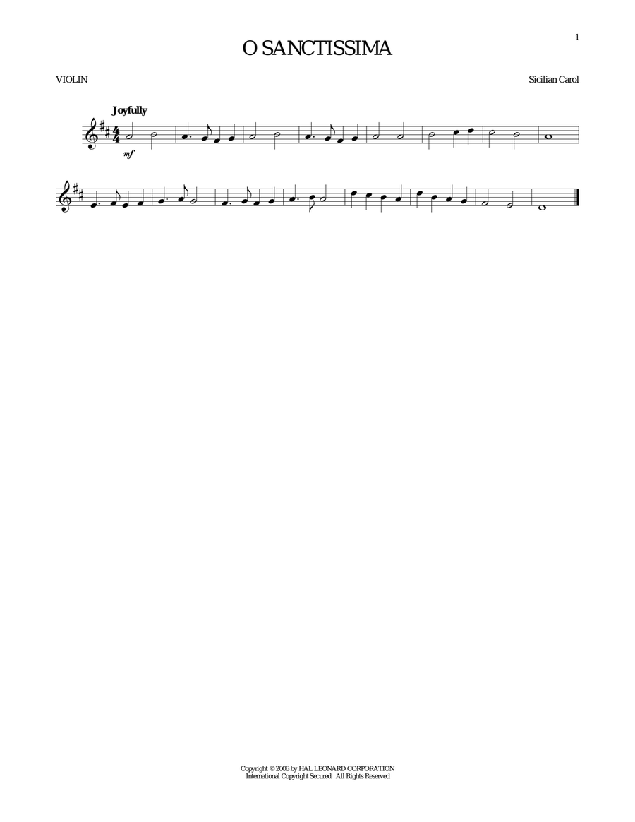 O Sanctissima O Sanctissima Violin Solo scores gallery preview page 1