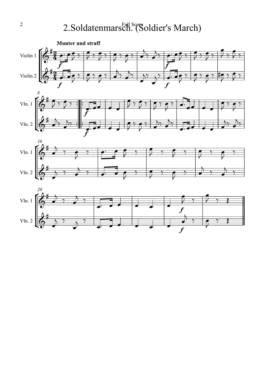 Schumann: Album für die Jugend (Album for the Young) (Op.68)(Nos. 1,2,3,5,6,7,8,) - violin duet String Duet scores gallery preview page 2