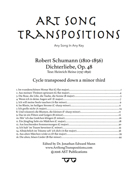 Dichterliebe, Op. 48 (Cycle transposed down a minor third)