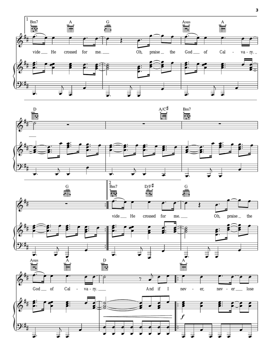 God Of Calvary by Chris Tomlin Piano, Vocal, Guitar - Digital Sheet Music page 3