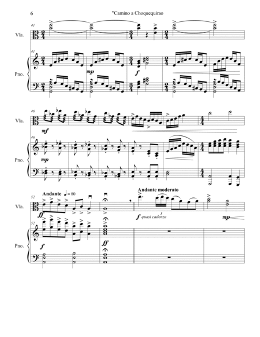 Camino a Choquequirao, Op.9 (fantasia for viola and piano) Piano scores gallery preview page 6
