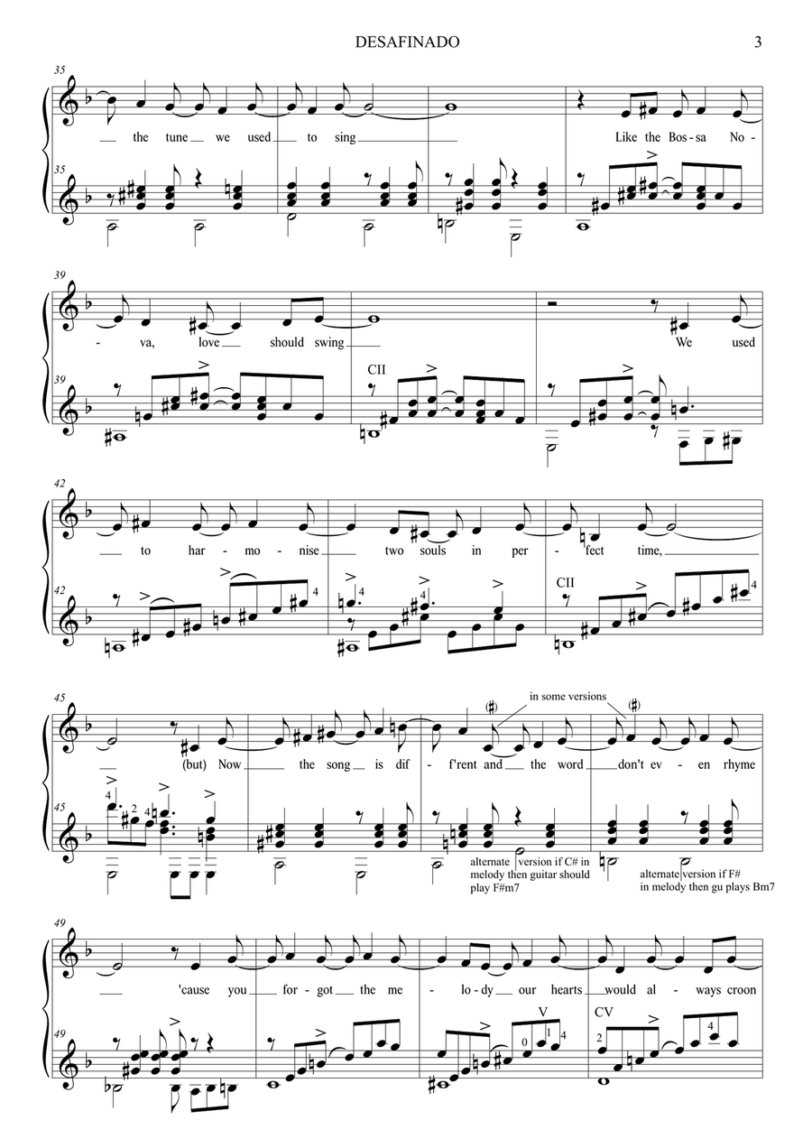 Desafinado Desafinado Piano, Vocal, Guitar scores gallery preview page 3