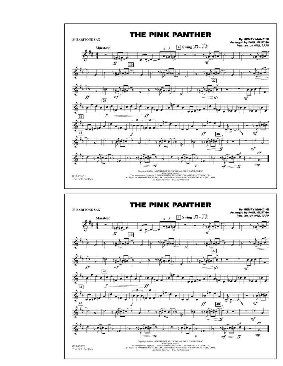 The Pink Panther - Eb Baritone Sax Marching Band scores gallery preview page 1