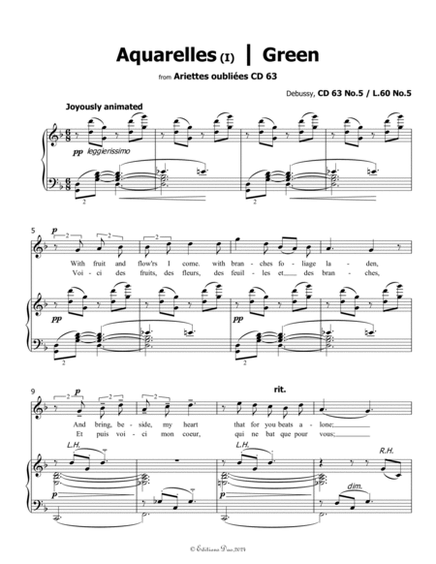 Aquarelles I(Green), by Debussy, CD 63 No.5, in F Major