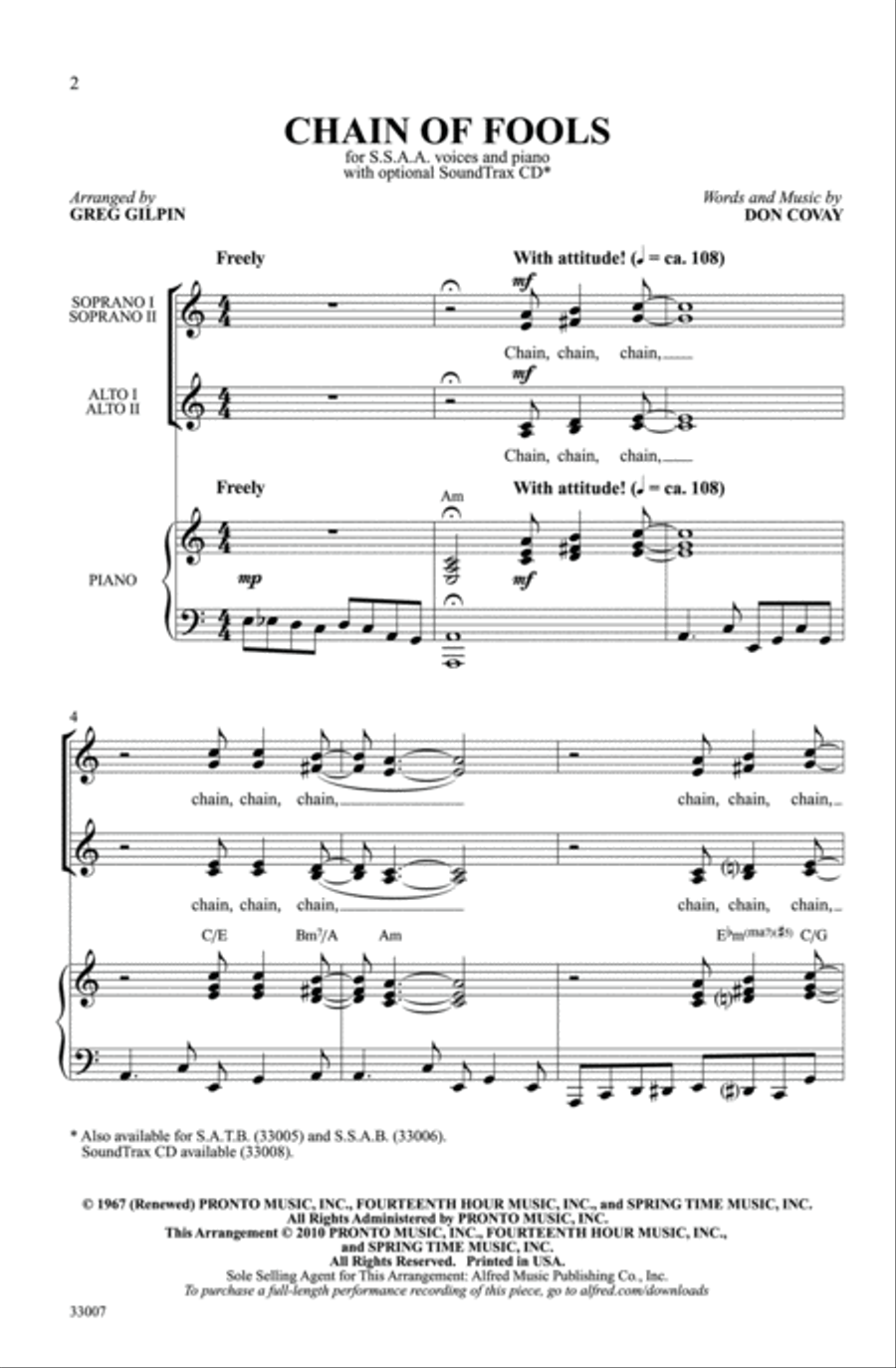 Chain of Fools Women's Choir scores gallery preview page 2