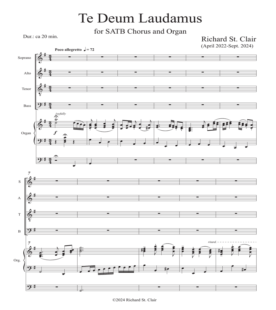 TE DEUM LAUDAMUS for SATB Chorus and Organ image number null