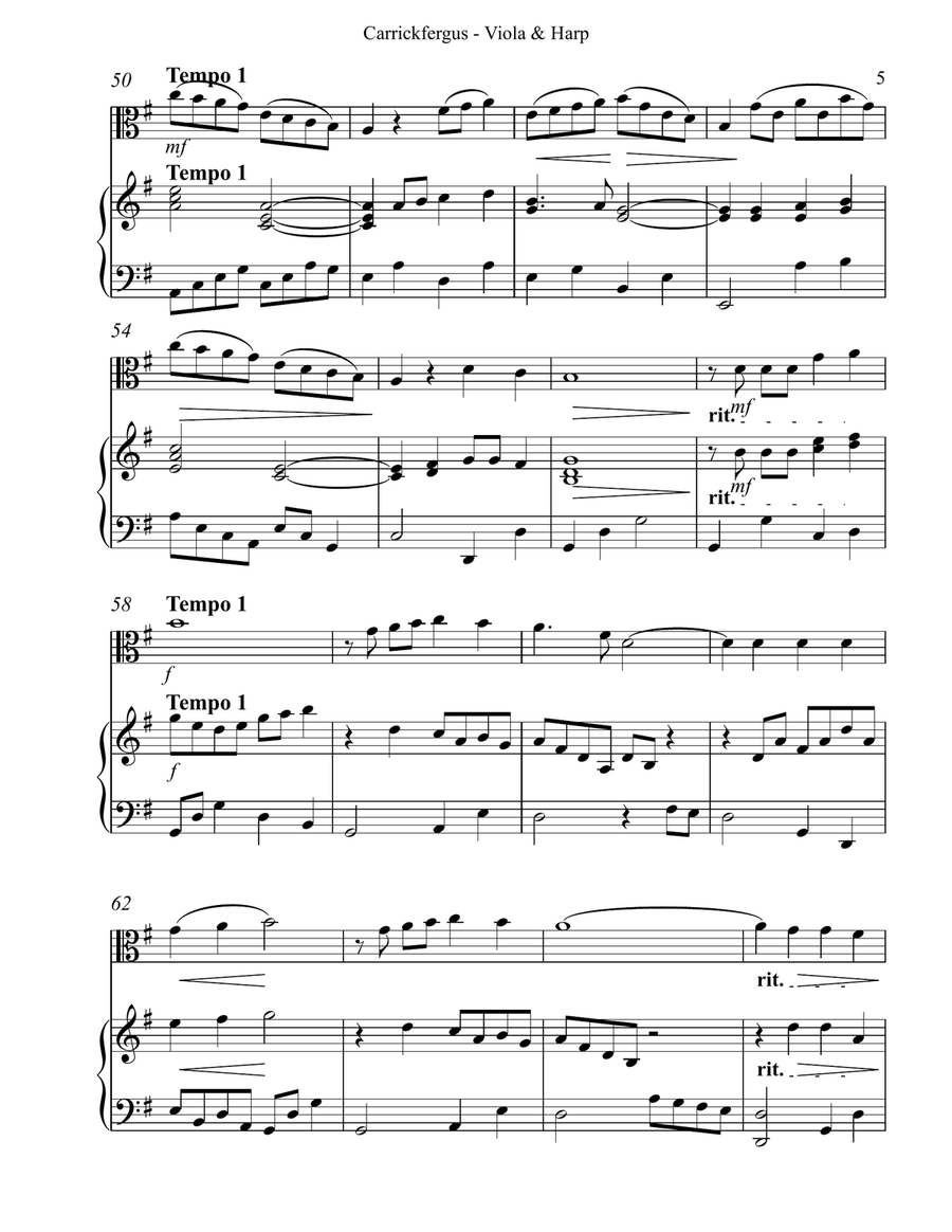 Carrickfergus Duet for Viola & Harp String Duet scores gallery preview page 5