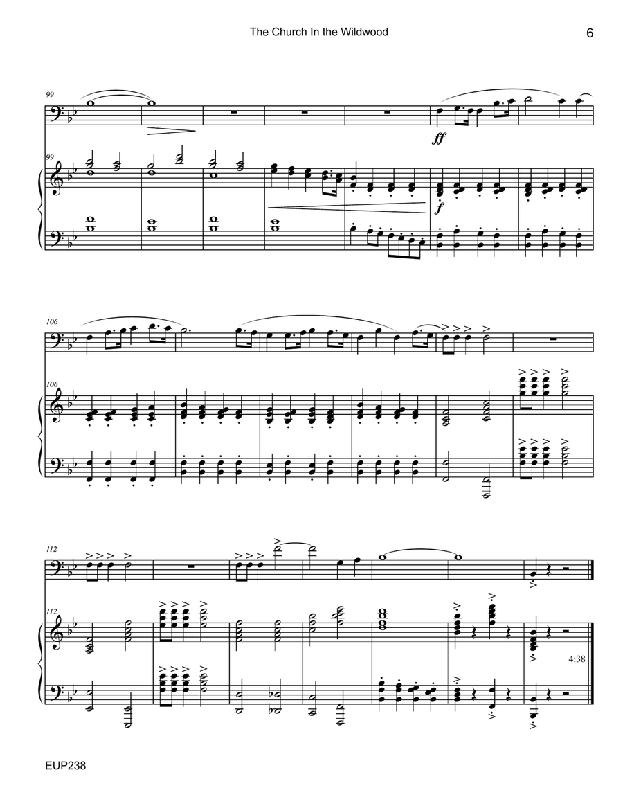 THE CHURCH IN THE WILDWOOD - EUPHONIUM (Trombone) SOLO with Piano Accompaniment Brass Duet scores gallery preview page 6