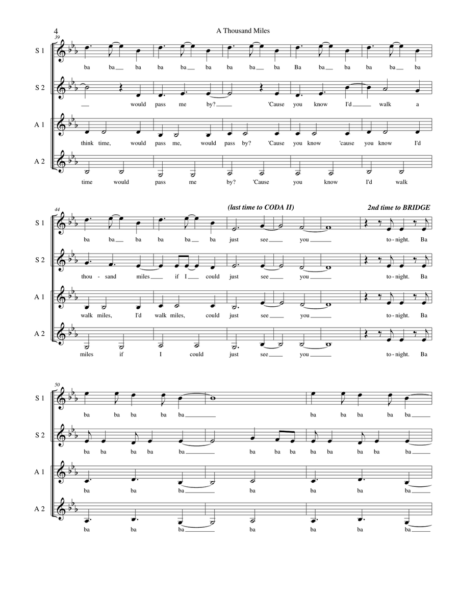A Thousand Miles SSA scores gallery preview page 4