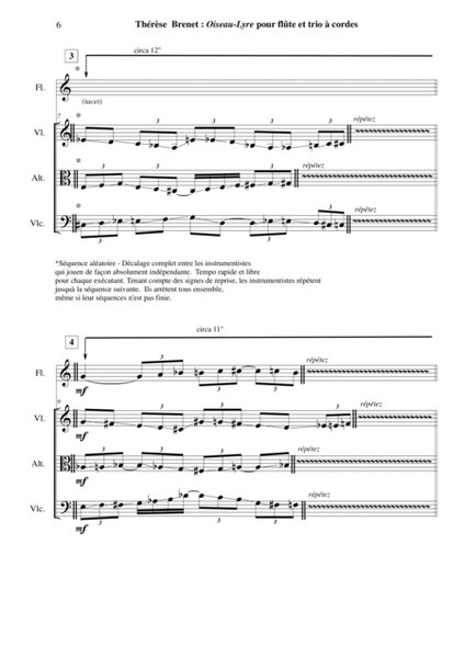 Thérèse Brenet : Oiseau-Lyre for flute, violin, viola and violoncello