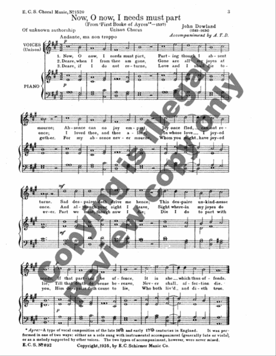 Now, O Now, I Needs Must Part Unison Choir scores gallery preview page 4