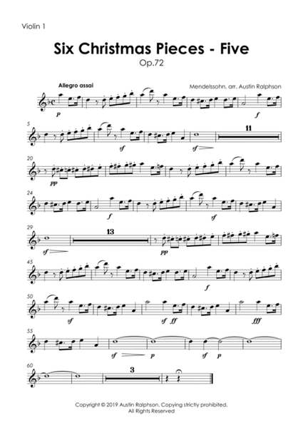 Six Christmas Pieces (Sechs Kinderstücke für das Pianoforte) Op.72: Number 5 of 6 - string quartet image number null