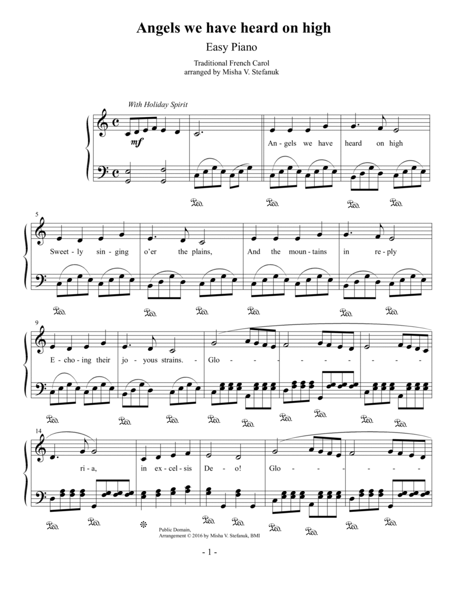 Angels we have heard on high, Easy Piano Easy Piano scores gallery preview page 1