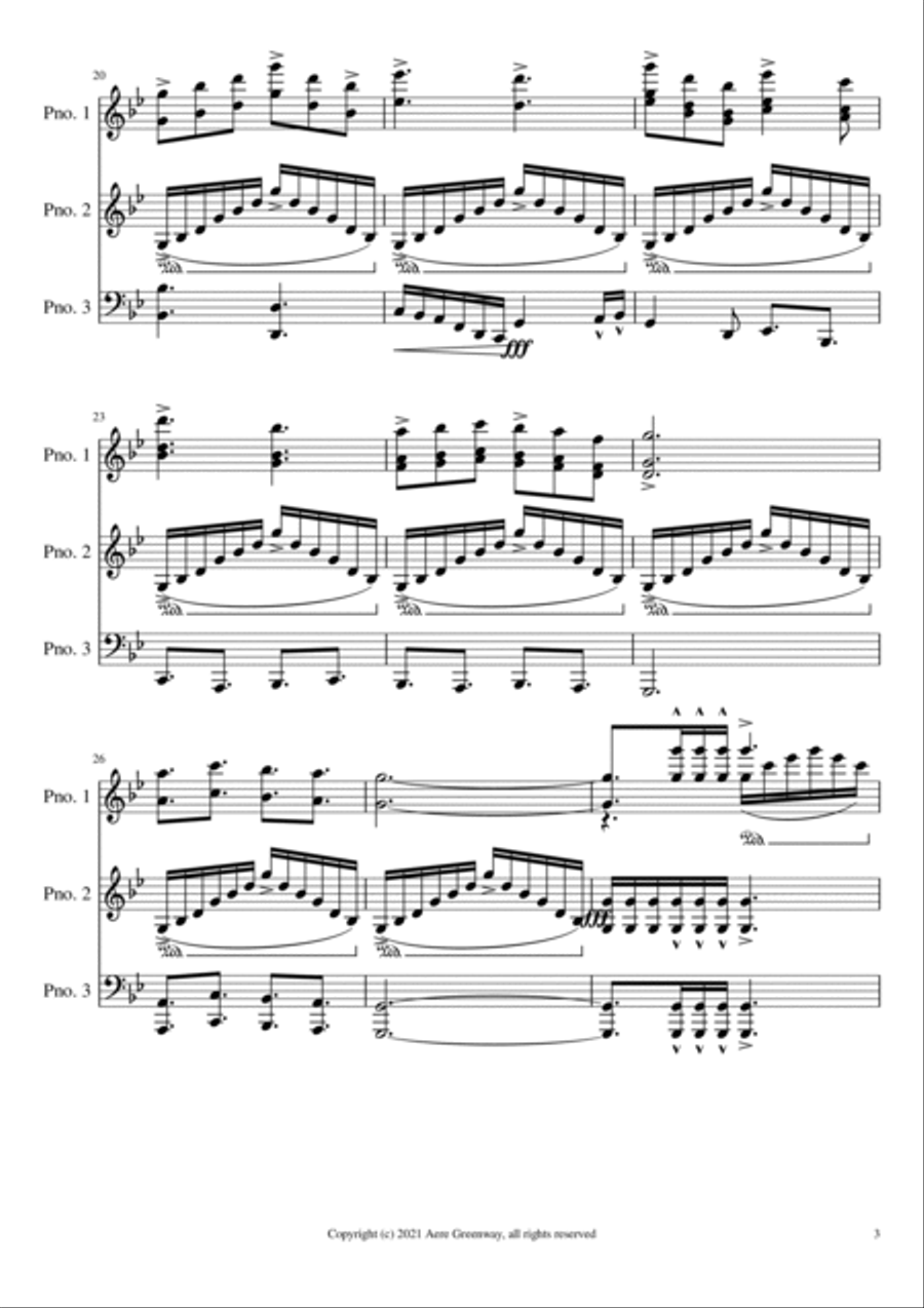 Scherzo # 1, for 3 Pianos Small Ensemble scores gallery preview page 4