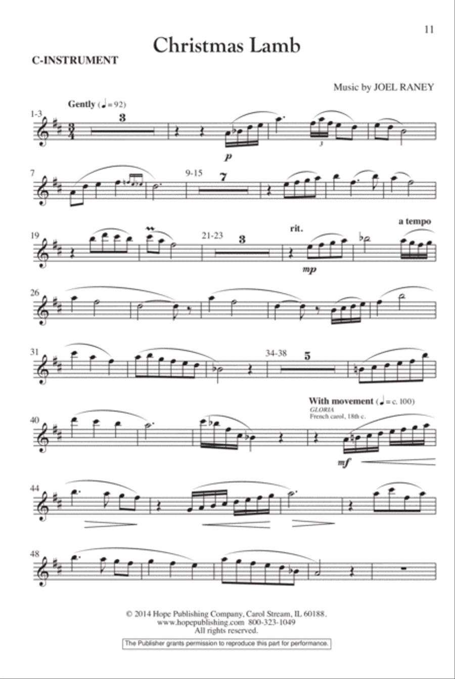Christmas Lamb - SATB w/opt. C Instrument (included) 4-Part scores gallery preview page 11