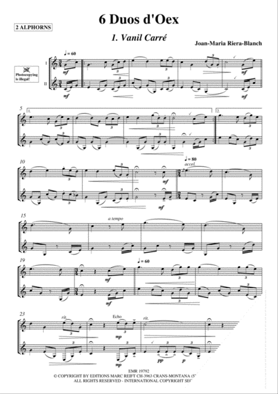 6 Duos d'Oex Alphorn scores gallery preview page 3