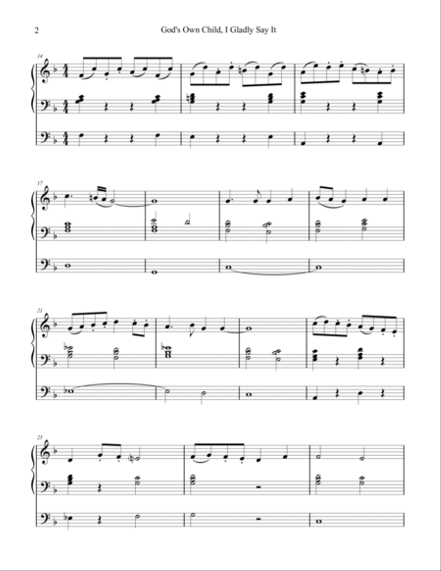 God's Own Child, I Gladly Say It (Bachofen), organ work by Phil Lehenbauer Organ Solo scores gallery preview page 3