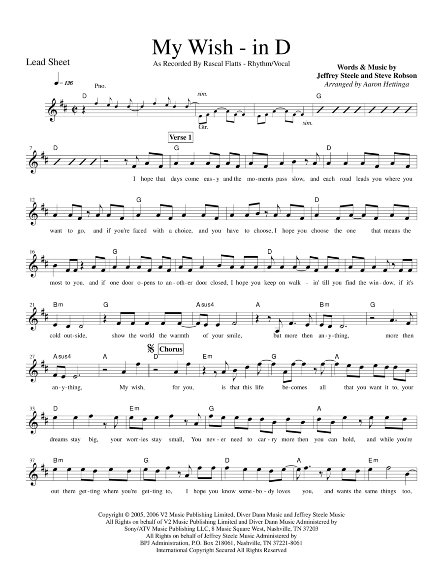 My Wish Piano scores gallery preview page 1