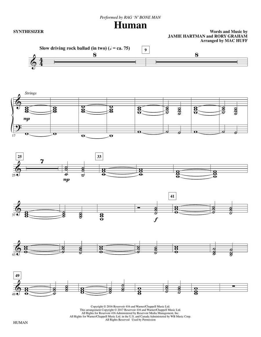 Human (arr. Mac Huff) - Synthesizer
