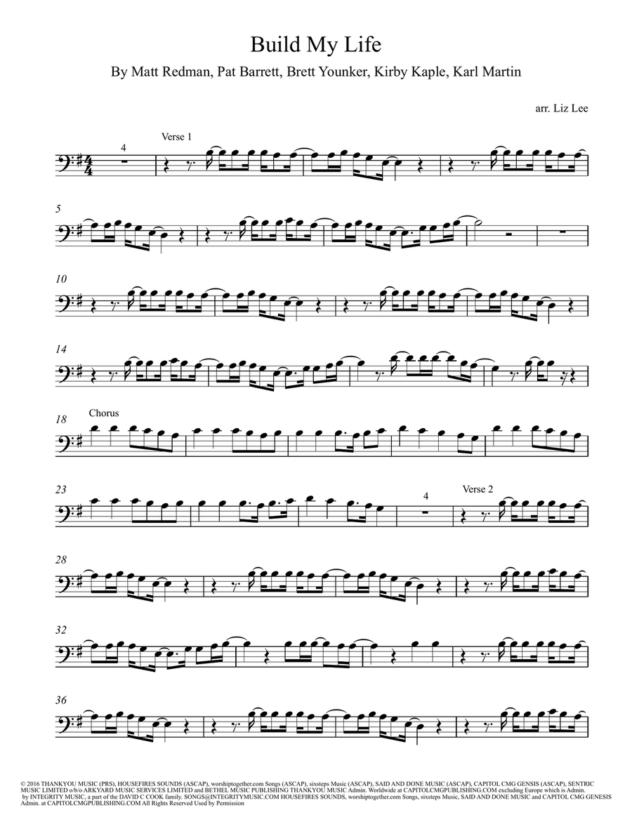 Build My Life Cello Solo scores gallery preview page 2