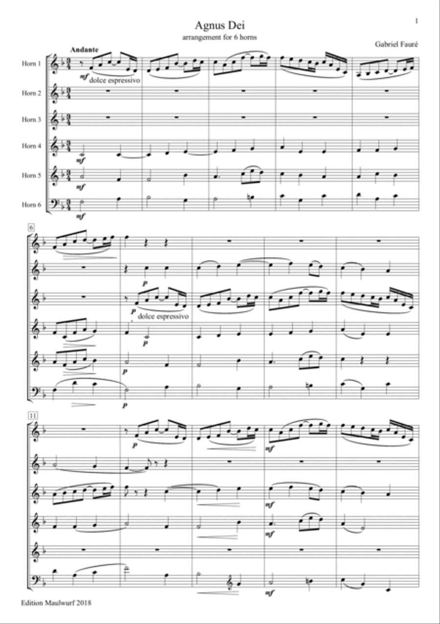 Agnus Dei Horn scores gallery preview page 3